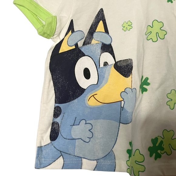 St. Patrick’s Day Bluey ringer Short Sleeve Graphic Tee Girls Boys XS NWT - Picture 6 of 12